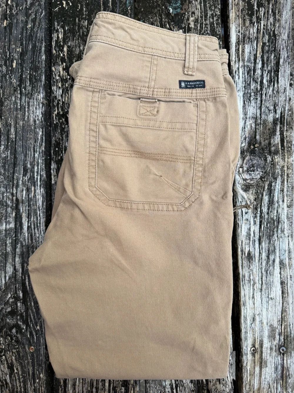 GH Bass & Co Canvas Terrain Pants 34x32 Rugged Khaki Tan Cotton Cargo Pants P4